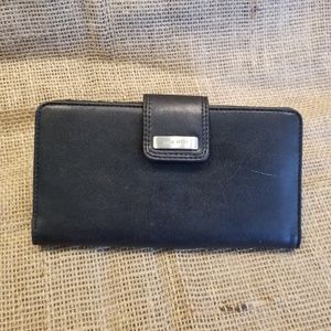NINE WEST® Black Leather Snap Checkbook Wallet